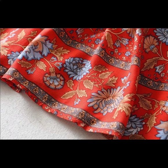 Boho Floral Gypsy Print Cami Maxi Dress Tiered - Picture 7 of 14